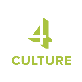 4Culture logo. The number 4 has a lime green shadow effect and the word "culture" is below it in lime green text.