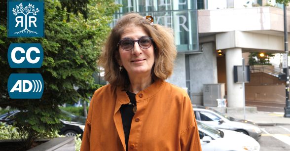 Woman on street corner