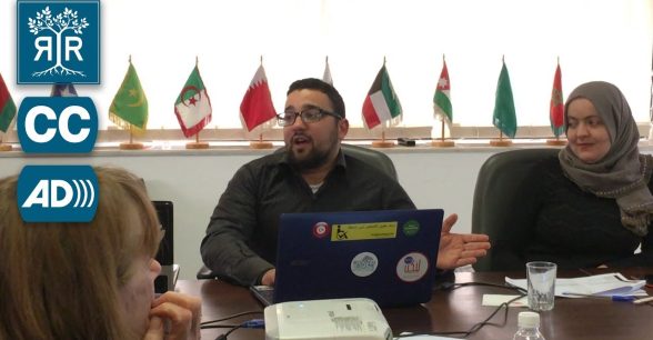 Arbi Chouikh consults with a group of Tunisian disability advocates.