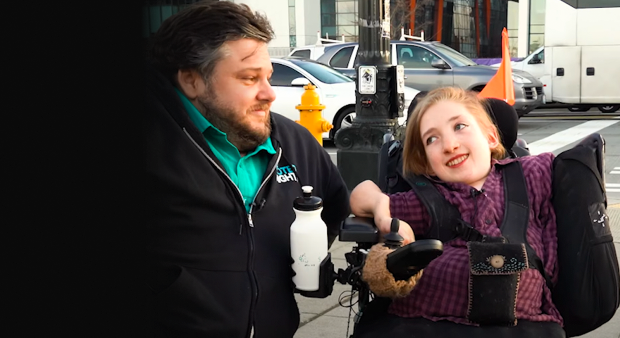 advocates on a sidewalk